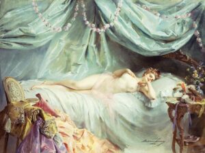 Madeleine Lemaire - Reclining Nude in an Elegant Interior